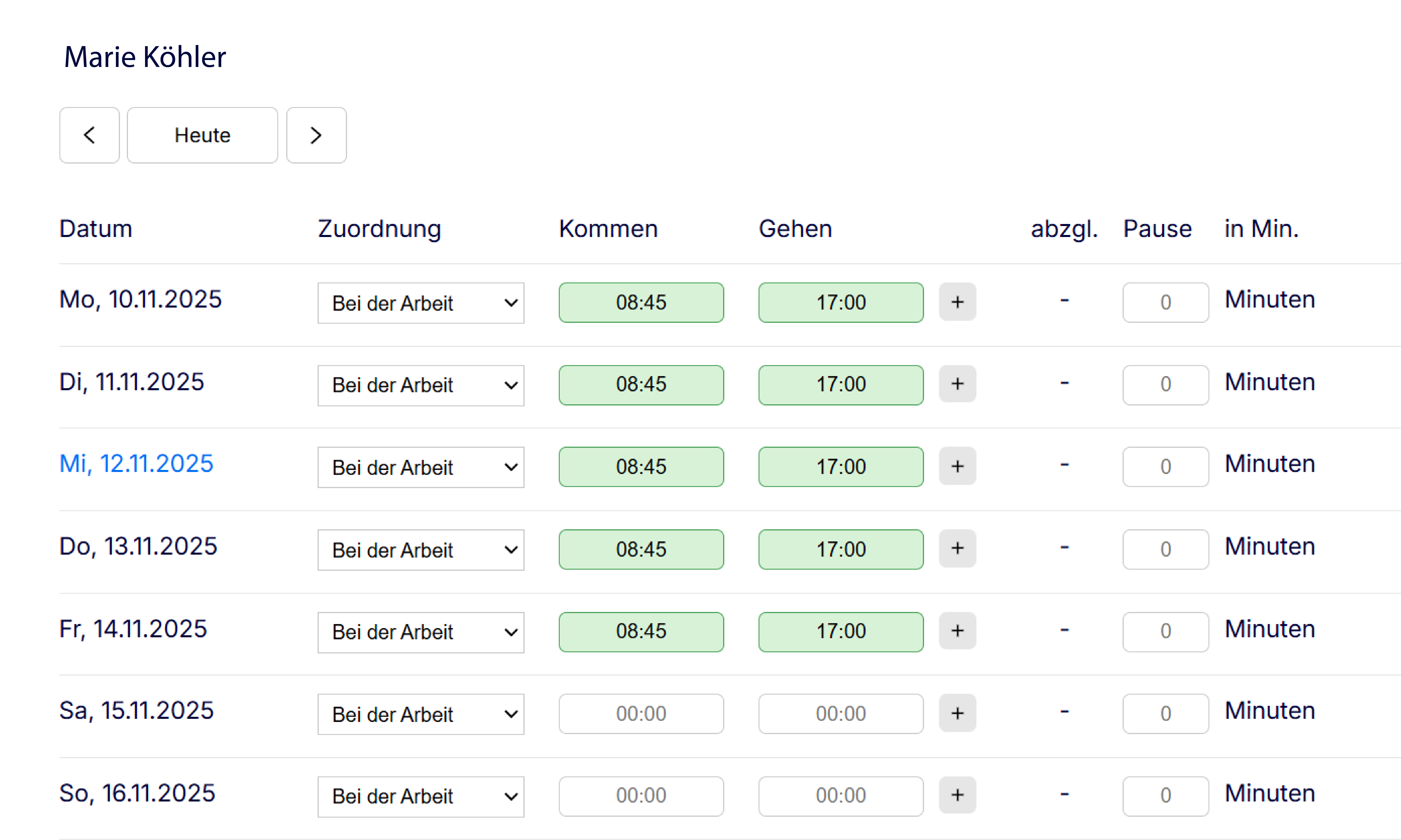 Arbeitszeiten nachträglich erfassen
