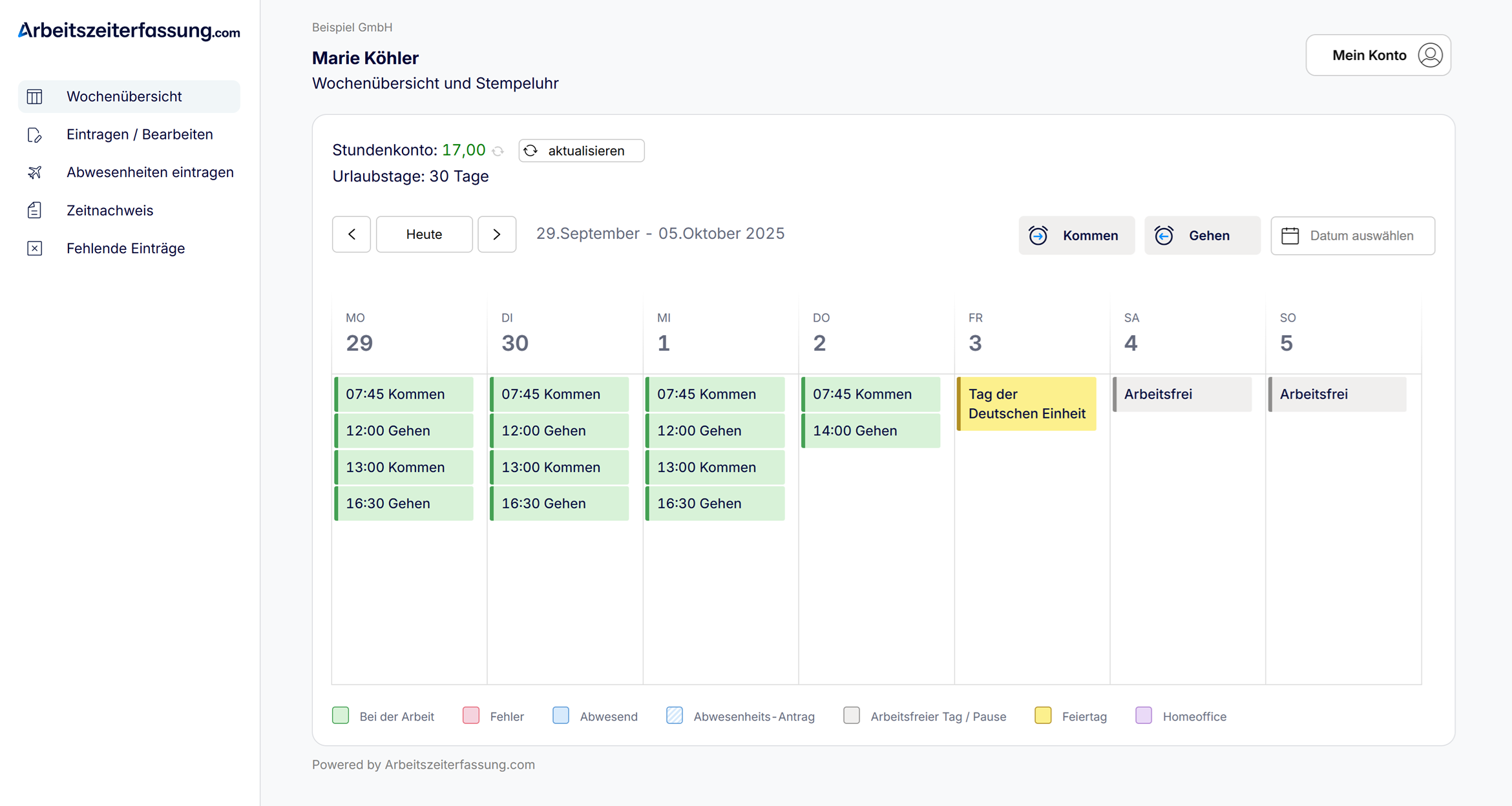 Grafik Arbeitszeiterfassung online Desktop